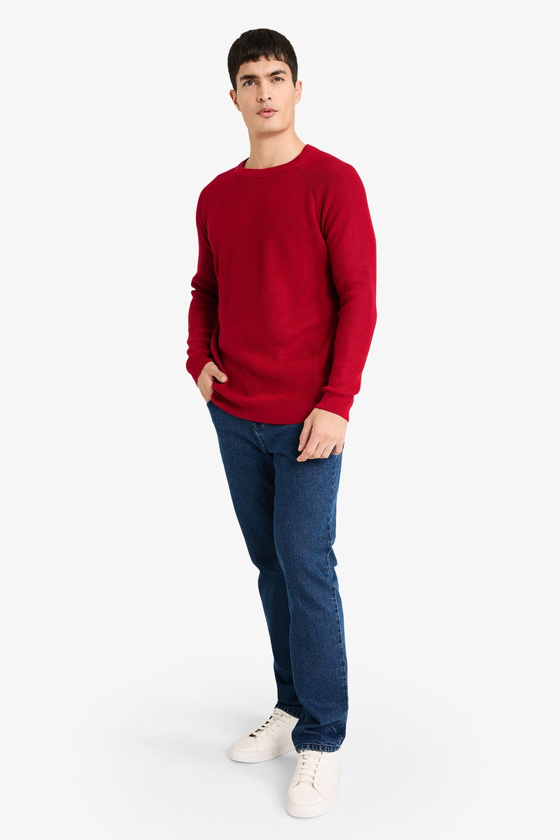 DeFacto Red Man Standard Fit Crew Neck Knitwear Pullover Casual - Image 2